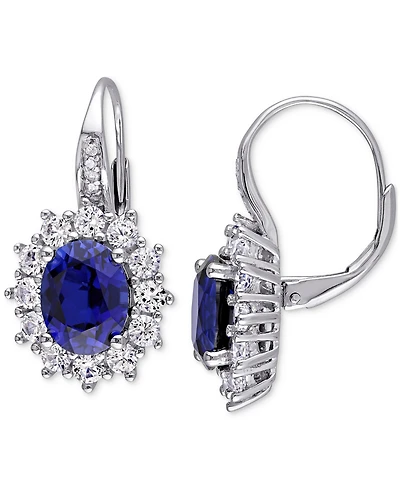 Lab-Created Gemstone & Diamond Accent Drop Earrings Sterling Silver