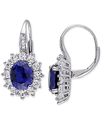 Lab-Created Gemstone & Diamond Accent Drop Earrings Sterling Silver