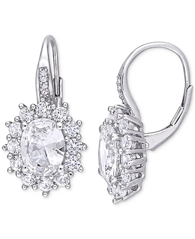 Lab-Created Gemstone & Diamond Accent Drop Earrings in Sterling Silver