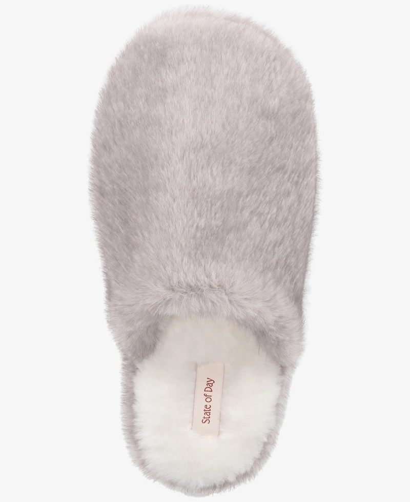 State of Day Women's Boxed Two-Tone Faux-Fur Slide Slippers, Macy's Exclusive