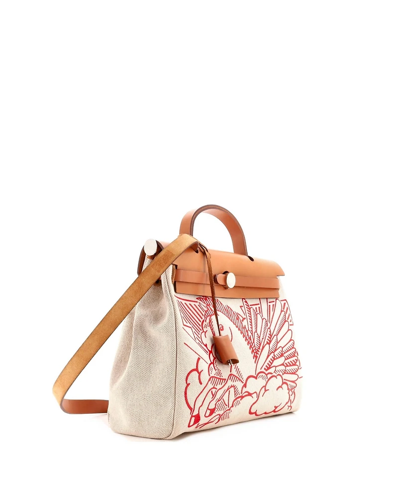 Pre-Owned Hermes 31 Herbag Zip Pegase Pop Toile and Leather