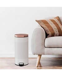8 Gal./30 Liter White Metal Round Shape Step-on Trash Can with Diamond body design for Kitchen
