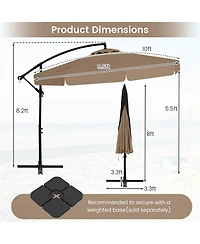 Gymax 10FT Offset Hanging Umbrella Patio Cantilever w/ Easy Tilt Adjustment