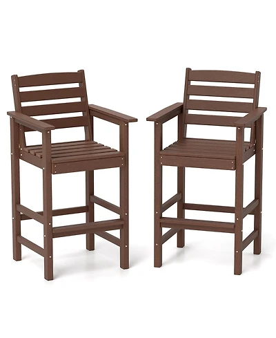 Slickblue Patio Hdpe Adirondack Bar Chairs Set of 2 with Wide Armrests