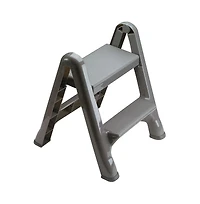 Rubbermaid 2 Step Slip Resistant Folding Plastic Stepstool with Foot Pads, Grey