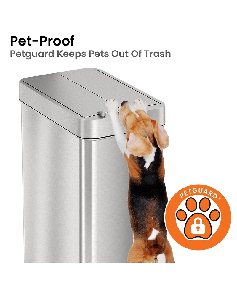 iTouchless Stainless Steel Wings Lid Sensor Kitchen Trash Can with AbsorbX Odor Filter