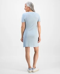 Style & Co Petite Spread-Collar Short-Sleeve Dress, Exclusively at Macy's