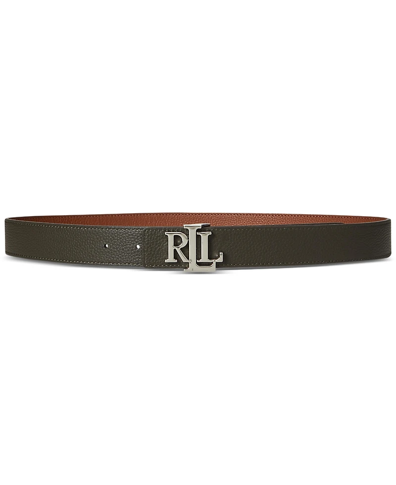 Lauren Ralph Logo Reversible Pebbled Leather Belt