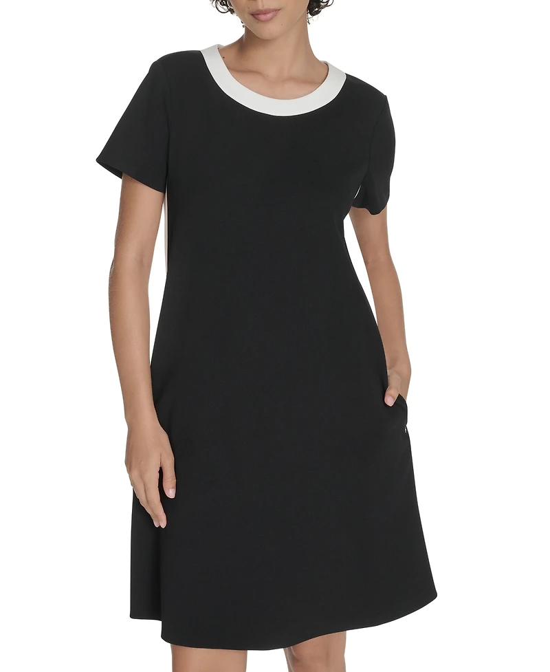 Tommy Hilfiger Women's Short-Sleeve Scuba Crepe Shift Dress