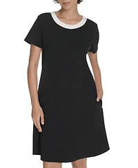Tommy Hilfiger Women's Short-Sleeve Scuba Crepe Shift Dress