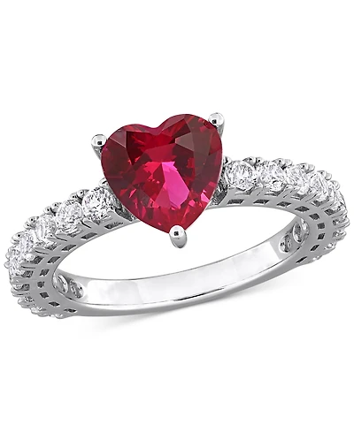 Ruby (3/4 ct. t.w.) & White Sapphire (1 Band Sterling Silver