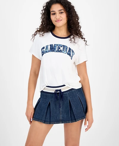 Madden Girl Juniors' Varsity Pleated Drawstring Skirt