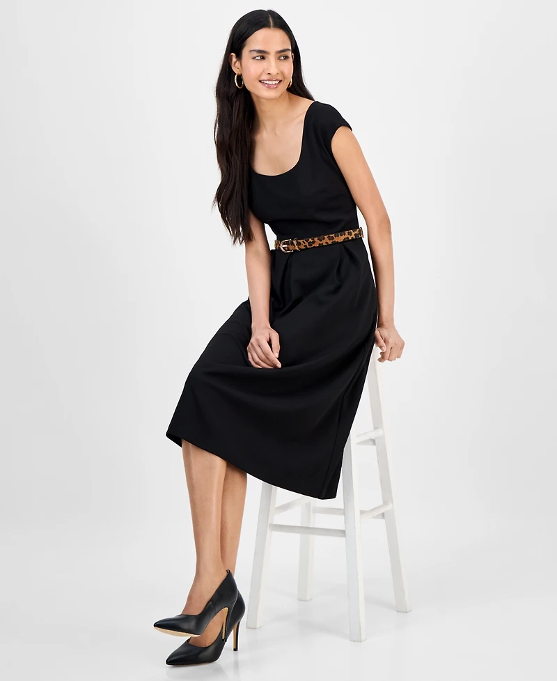 julia jordan Women's Square-Neck Cap-Sleeve Fit & Flare Dress