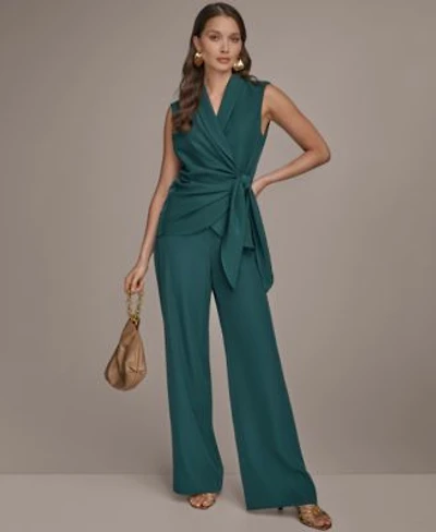 Donna Karan New York Womens Tie Waist Wrap Top Wide Leg Pants