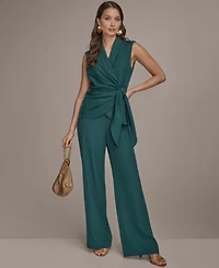 Donna Karan New York Womens Tie Waist Wrap Top Wide Leg Pants