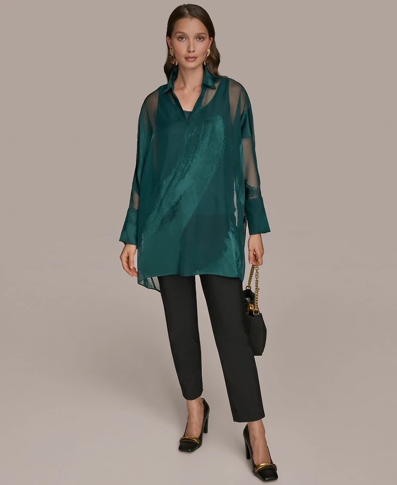 Donna Karan New York Women's Long-Sleeve Burnout Tunic