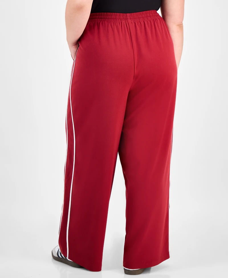 Bar Iii Trendy Plus Side-Stripe Wide Track Pants, Macy's Exclusive
