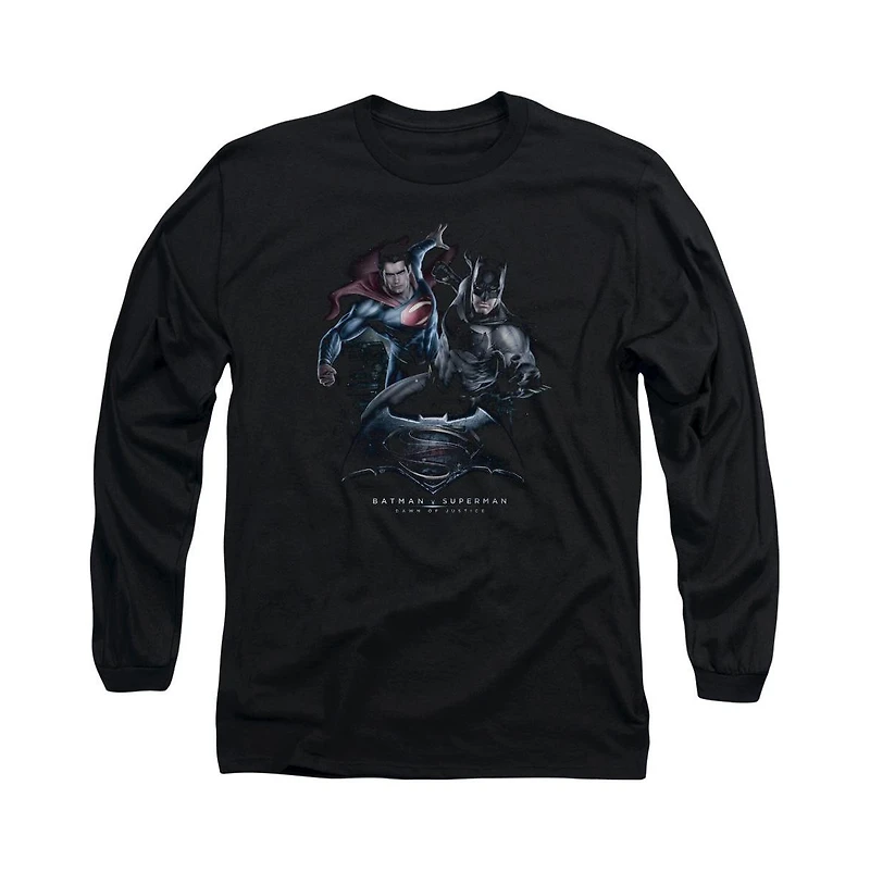 Batman V Superman Men's Team Up Long Sleeve Adult Tee / T-Shirt
