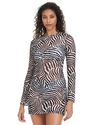 Bar Iii Women's Wild One Printed Mesh Dress Cover-Up, Macy's Exclusive