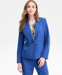 Kasper Single Button Blazer Pleated Neck Top Flare Pants