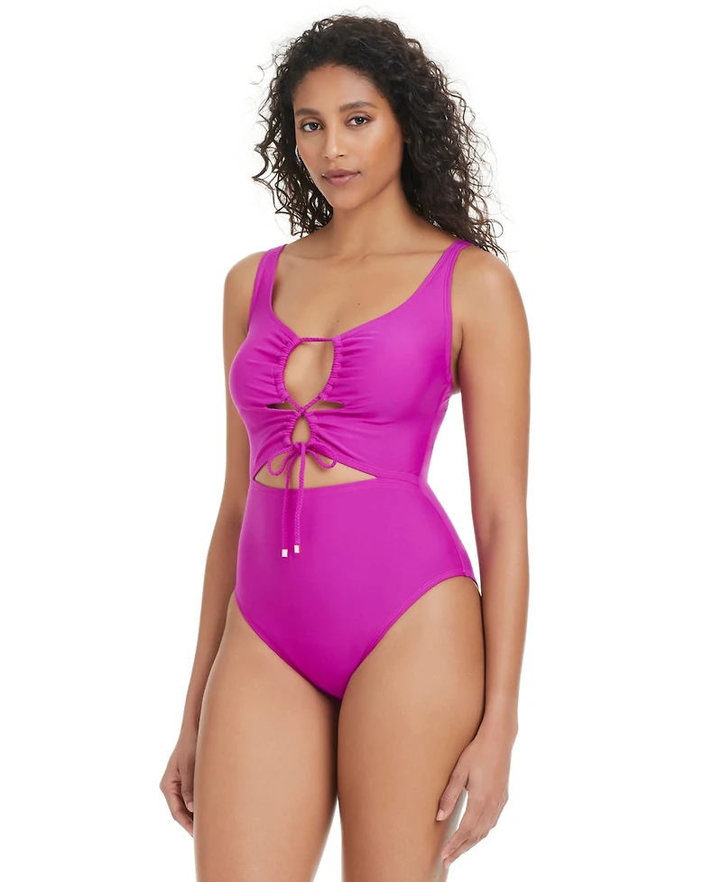 Bar Iii Women's Unraveled Lace-Up One-Piece Swimsuit, Exclusively at Macy's
