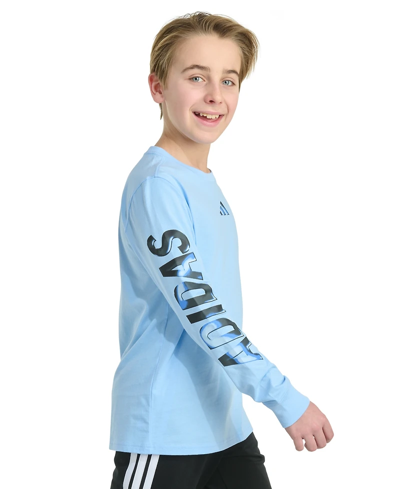 adidas Big Boys Long-Sleeve Spectrum of Light Logo Graphic Cotton T-Shirt