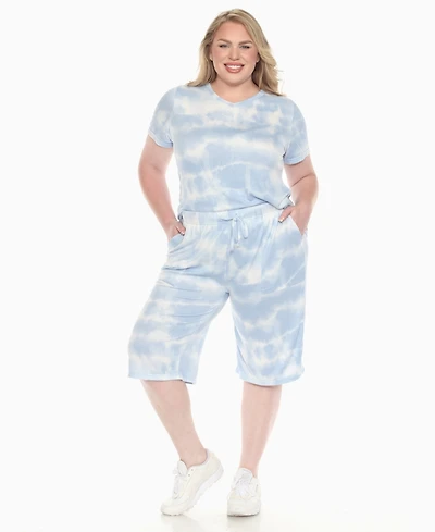 White Mark Plus Short Sleeve and Capri Lounge Set