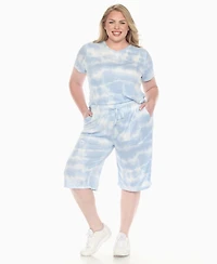 White Mark Plus Short Sleeve and Capri Lounge Set
