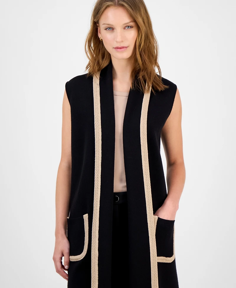 T Tahari Women's Sleeveless Open-Front Cardigan