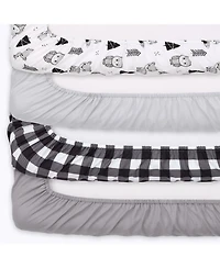 The Peanutshell Woodland Animals and Nautical Fitted Crib Sheets for Boys, 8-Pack Set, Black, White, Blue