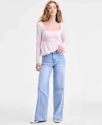 Madden Girl Juniors' Ultra 90s High-Rise Bow-Trim Jeans