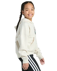 adidas Big Girls Long-Sleeve Heather Multi Graphic Fleece Pullover Hoodie