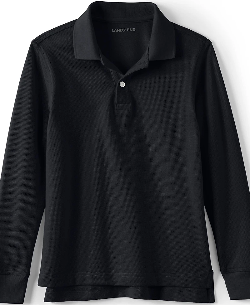 Lands' End School Uniform Kids Long Sleeve Mesh Polo Shirt