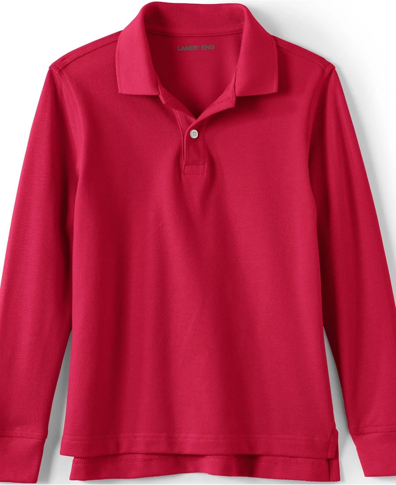 Lands' End School Uniform Kids Long Sleeve Mesh Polo Shirt