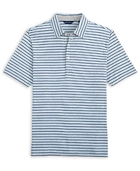 Scott Barber Men's Cotton/Lyocell Stripe Polo, Blue