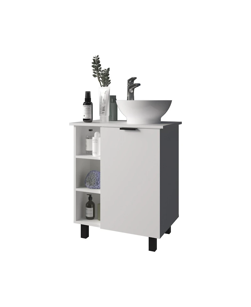 Fm Furniture Pinal Bathroom Vanity, Single Door, 8 Storage Shelves (6 Open and 2 Closed)