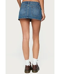 Edikted Women's Ziggie Tie Front Denim Mini Skort