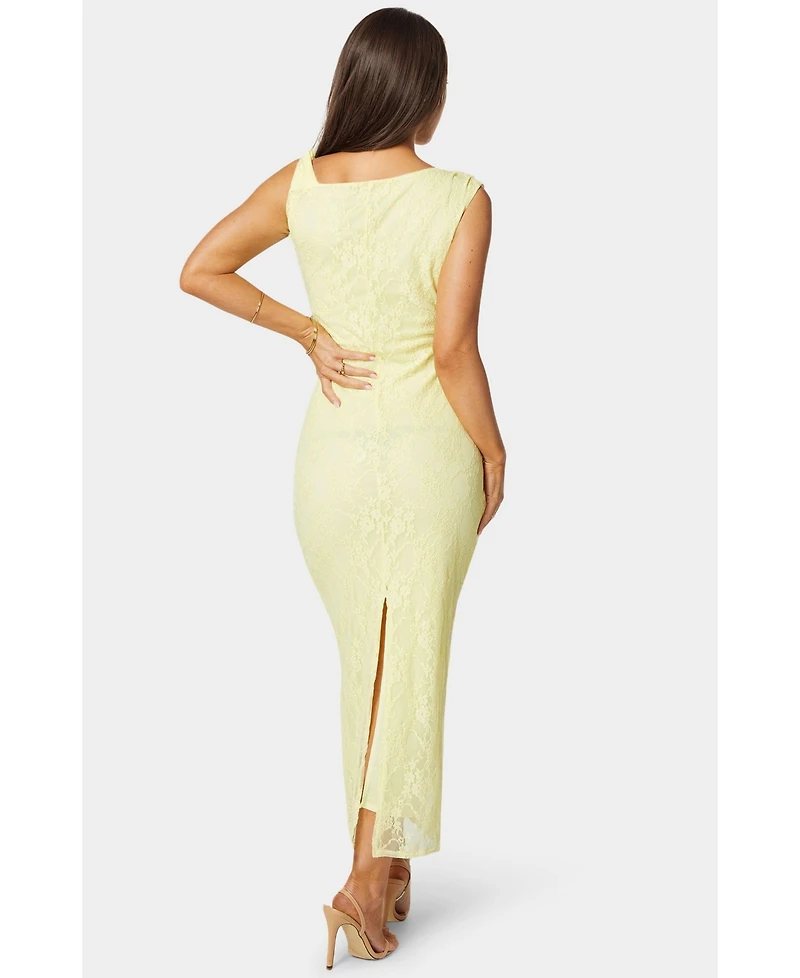 Bebe Women's Twist Sleeve Lace Midi Dress