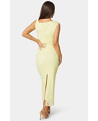 Bebe Women's Twist Sleeve Lace Midi Dress