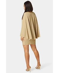 Bebe Women's Plunge Neck Drama Cape Dress