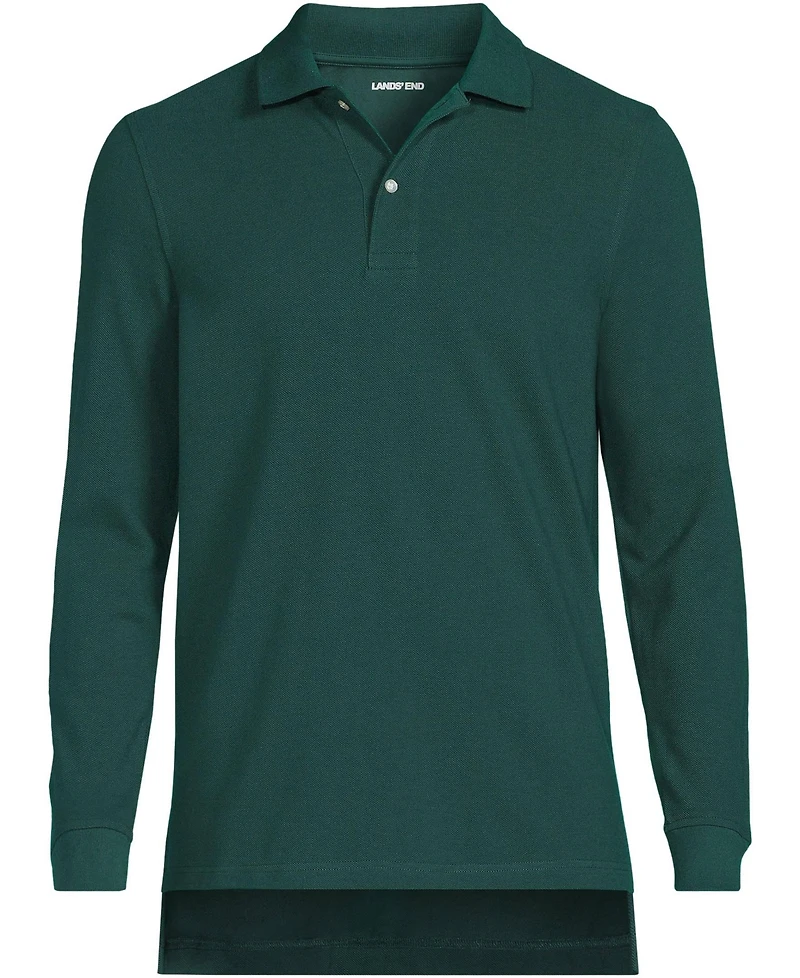 Lands' End Men's School Uniform Long Sleeve Mesh Polo Shirt