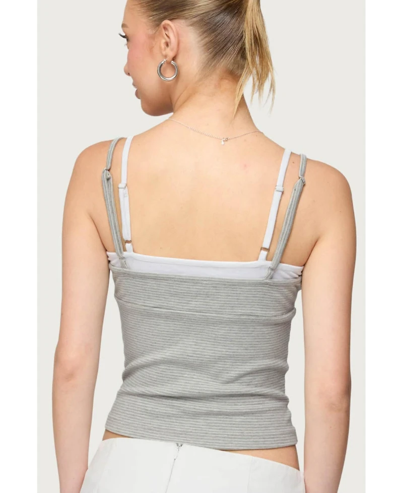 Edikted Womens Lilian Layered Striped Tank Top