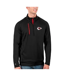 Antigua Men's Black/Red Kansas City Chiefs Generation Quarter-Zip Pullover Jacket