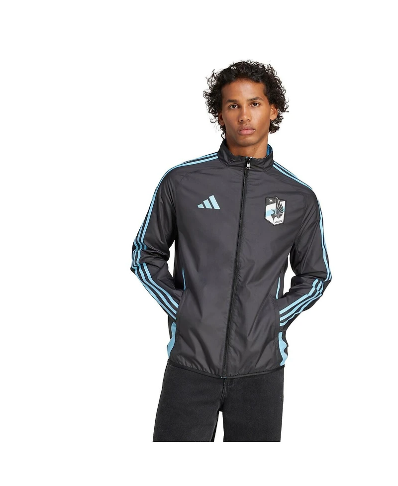 Adidas Men's Black/Light Blue Minnesota United Fc 2025 Anthem Reversible Full-Zip Jacket