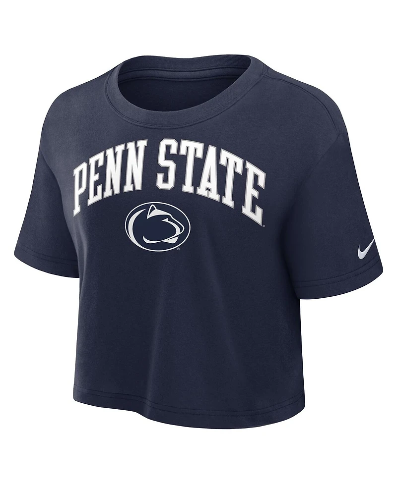 Nike Women's Navy Penn State Nittany Lions Athletic Prep Arch Performance Cropped T-Shirt