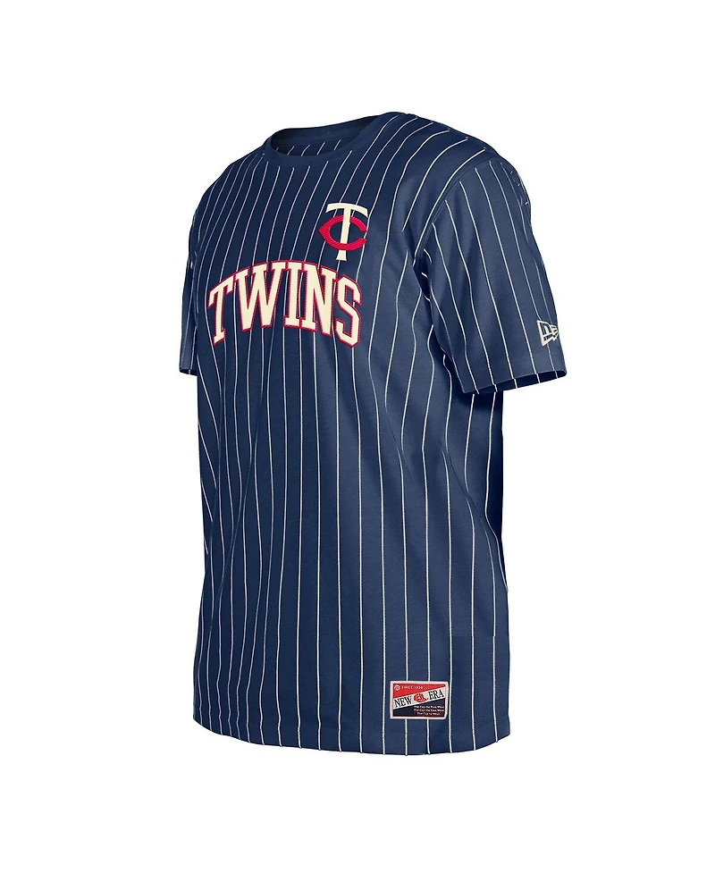 New Era Men's Navy Minnesota Twins Throwback Pinstripe T-Shirt