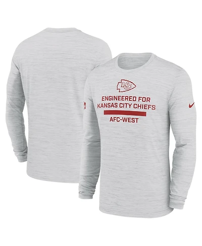 Nike Men's Ash Kansas City Chiefs Sideline Velocity Performance Long Sleeve T-Shirt