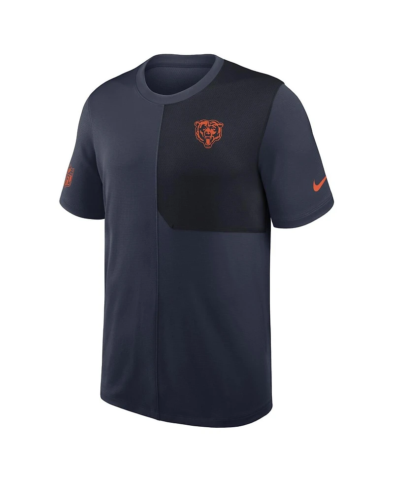 Nike Men's Navy Chicago Bears Sideline Uv Performance Coach T-Shirt