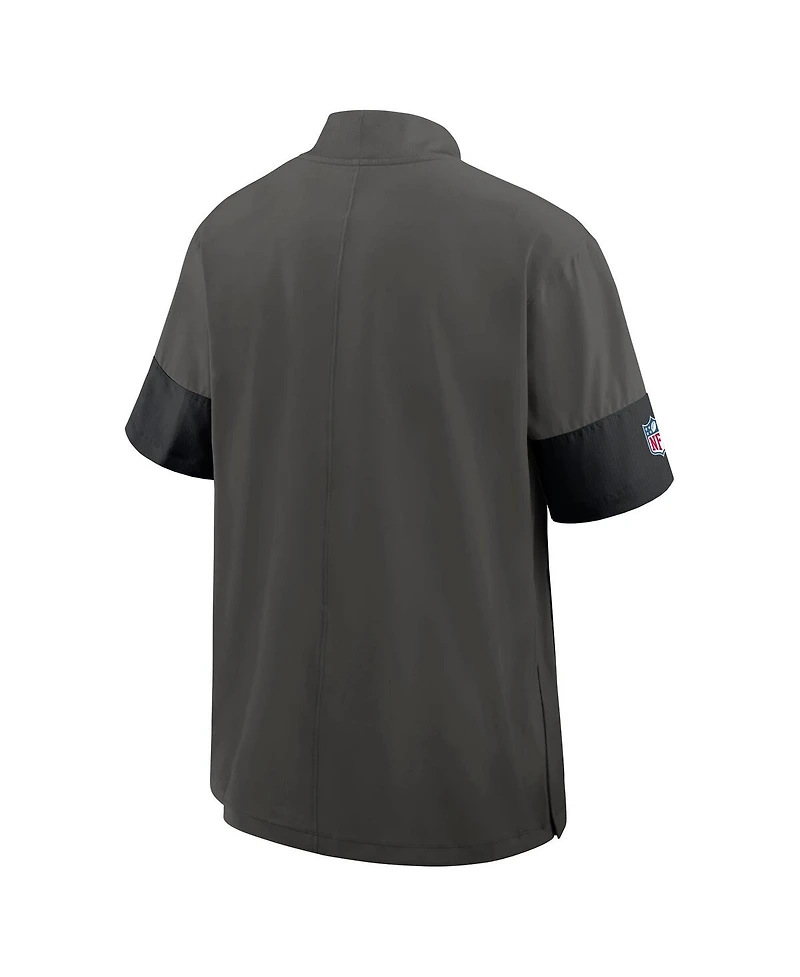Nike Men's Pewter Tampa Bay Buccaneers Sideline Short Sleeve Quarter-Zip Performance Coach Jacket
