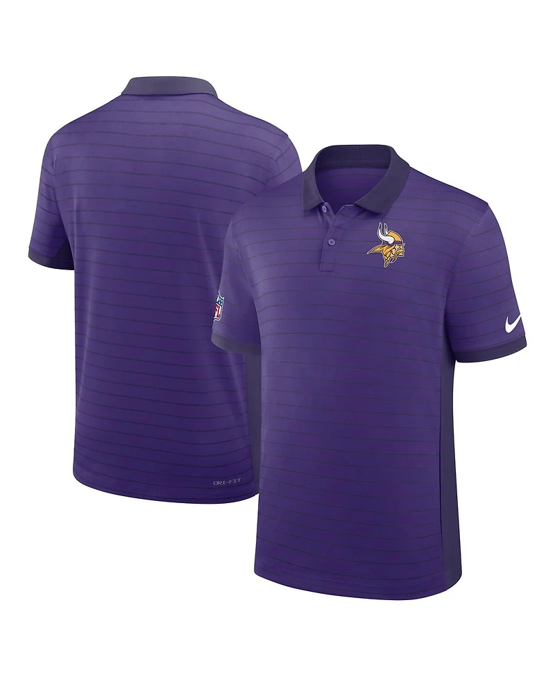 Nike Men's Purple Minnesota Vikings Sideline Victory Stripe Performance Polo Shirt